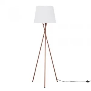 Camden Copper Tripod Floor Lamp with XL White Aspen Shade