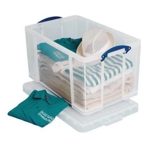 Really Useful 84L Plastic Lightweight Robust Stackable Storage Box Clear