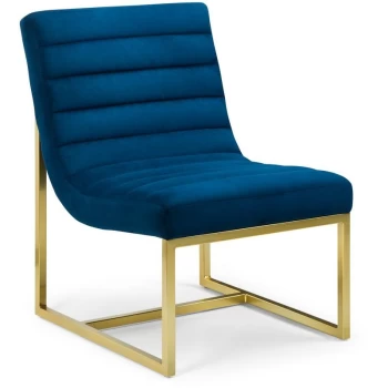 Josie - Blue Velvet & Gold Retro Accent Chair