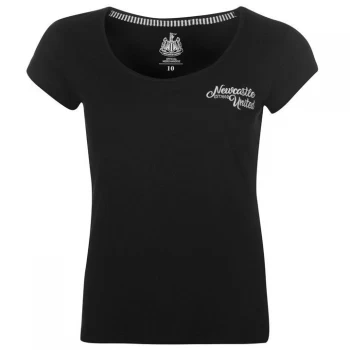 NUFC Newcastle United FC Script T Shirt Ladies - Black