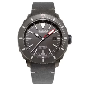 Alpina Seastrong Diver 300 Mens Grey Leather Strap Watch