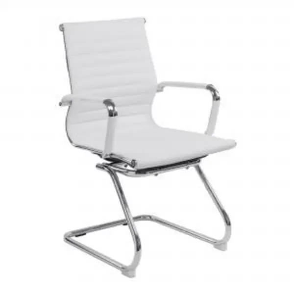 Aura Contemporary Medium Back Bonded Leather visitor Chair with Chrome NTDSBCL8003AVWH