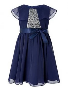 Monsoon Baby Girls Sustainable Cape Sequin Dress - Navy