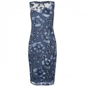 Adrianna Papell Floral Sequin Dress - DUSTY Blue