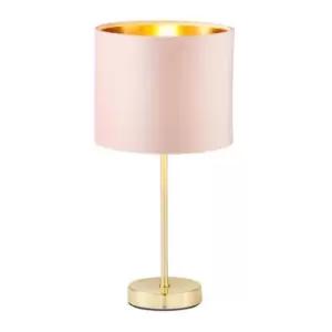 Bhs Velvet Table Lamp Pink and Brass