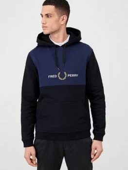 Fred Perry Embroidered Panel Hoodie - Black, Size XL, Men