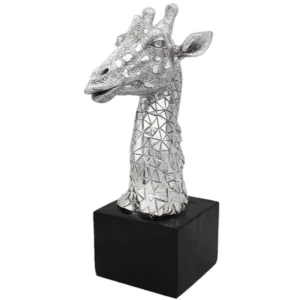 Silver Art Giraffe Bust Figurine By Lesser & Pavey