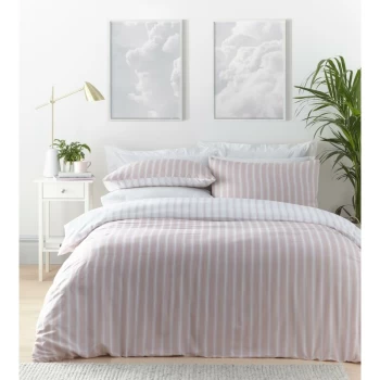 Home Harvard Stripe Pink King Size Duvet Set ReversibleBedding Bed Set - Pink - Portfolio