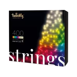 Twinkly Strings 32m 400 Smart LED Lights - Multicoloured/Warm White/Black Wire