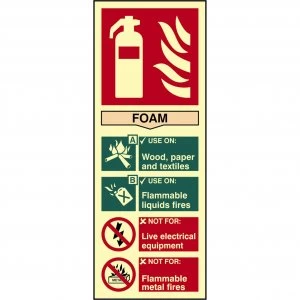 Scan Foam Fire Extinguisher Sign 75mm 200mm Photoluminescent