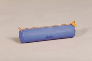 Rhodiarama Round Pencil Case Italian Leatherette Sap Blu