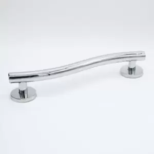 Curled Grab Rail Polished Bathroom Outdoor Support Handle Disability Aid - Silver - Rothley