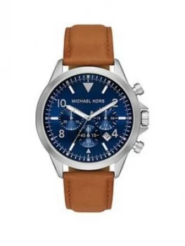 Michael Kors Blue Chronograph Tan Watch