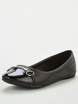 Wallis Toe Cap Trim Ballerina Shoes - Black, Size 7, Women