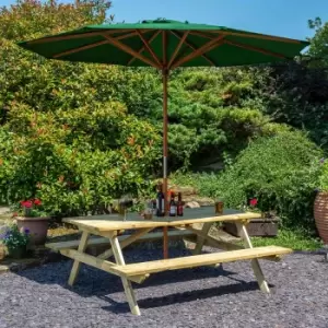 Rowlinson 5ft Picnic Table with 2.7 m Parasol, Green