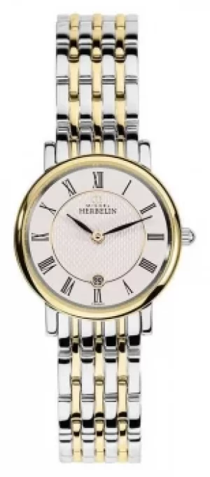 Michel Herbelin Womans Two Tone Stainless Steel Gold Silver Watch