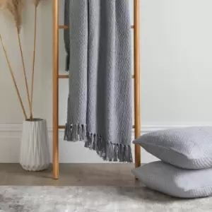 Drift Home Hayden Textured Weave Eco-Friendly 100% Recycled Cotton Throw, Grey, 130 x 180 Cm