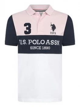 U.S. Polo Assn. Boys Colourblock Polo Shirt - Pink, Size 5-6 Years