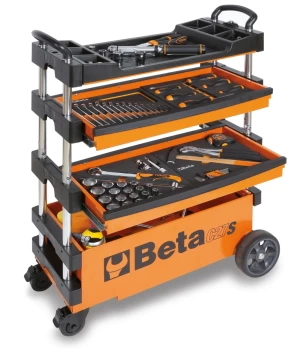 Beta Tools C27S-O Folding Tool Trolley Ideal for Outdoor Jobs - Orange 027000201