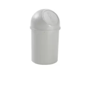 helit Push top waste bin made of plastic, capacity 6 l, HxØ 375 x 216 mm, light grey, pack of 6