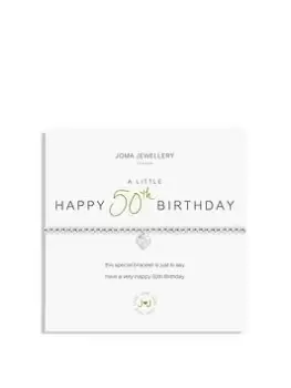Joma Jewellery A Little Happy 50th Birthday Bracelet, Silver, Women