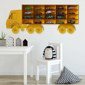 Kamyon - Yellow Yellow Decorative MDF Wall Shelf