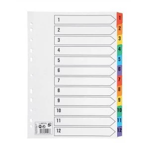 5 Star Office Index 150gsm Card with Coloured Mylar Tabs 1 12 A4 White
