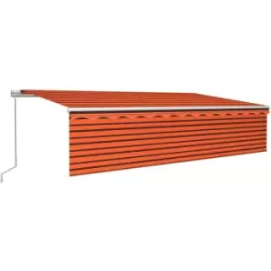 Manual Retractable Awning with Blind 6x3m Orange&Brown vidaXL - Multicolour