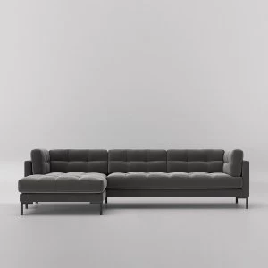 Swoon Landau Velvet Corner Sofa - Left Hand Side - Corner Sofa - Granite