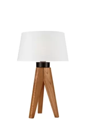 Aida Table Lamp With Fabric Shade Oak Rustic, 1x E27