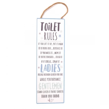 Love Life Wall Plaque - Toilet Rules 30cm