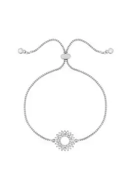 Jon Richard Rhodium Plated And Cubic Zirconia Open Toggle Bracelet, Silver, Women