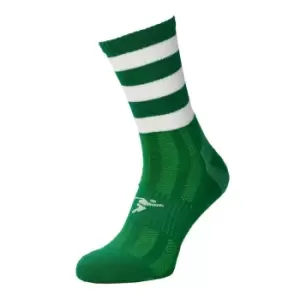 Precision Childrens/Kids Pro Hooped Football Socks (12 UK Child-2 UK) (Green/White)