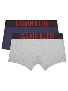 Calvin Klein Boys 2 Pack Intense Logo Boxer - Grey/Navy, Size Age: 14-16 Years