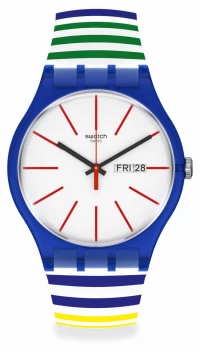 Swatch HOME STRIPE HOME White Dial Multi-Coloured Watch