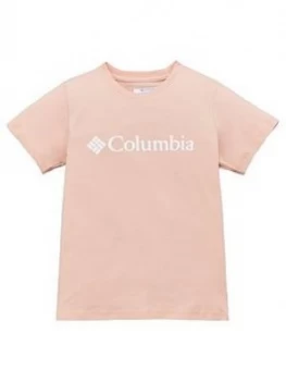 Columbia Girls Basic Logo T-Shirt - Peach, Size S, 9-10 Years, Women