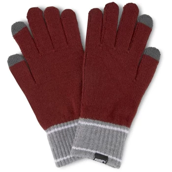 Puma - Knit Gloves (Pair) - Small - Intense Red/Gray Heather