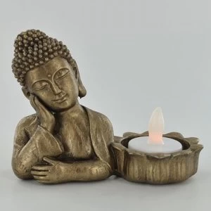 Gold Resting Buddha with Tea-light Holder 9cm