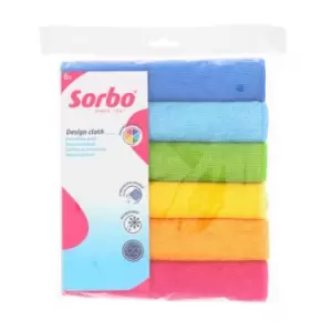 Sorbo Blue, Green and Yellow Microfibre Cloths Rainbow 6pcs, 40x40cm