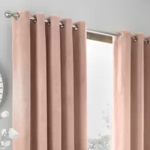 Home Brigitte Faux Fur Eyelet Lined Curtains, Blush, 90 x 72" - By Caprice