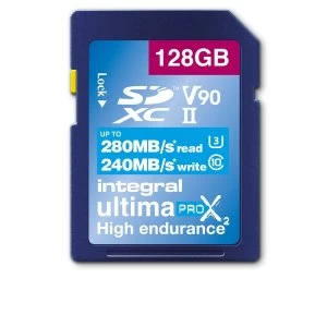 Integral 128GB SD Card UHS II SDXC Cl10 UHS 2 U3 V90 R-280 W-240 Mb/S