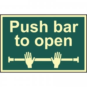 Scan Push Bar To Open Sign 300mm 200mm Photoluminescent