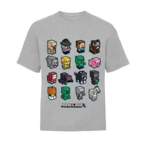 Minecraft Childrens/Kids Block Graphic T-Shirt (12-13 Years) (Heather Grey Marl)