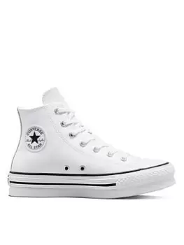 Converse Chuck Taylor All Star Eva Lift Leather Junior Hi Top Trainers, White, Size 4