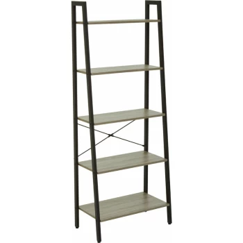 Bradbury Five Tier Grey Oak Veneer Ladder Shelf Unit - Premier Housewares