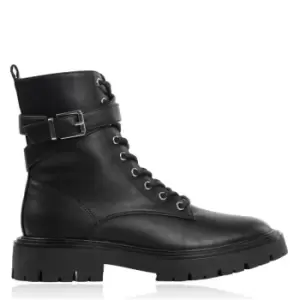 Miso Buckle Lace Up Boots Ladies - Black