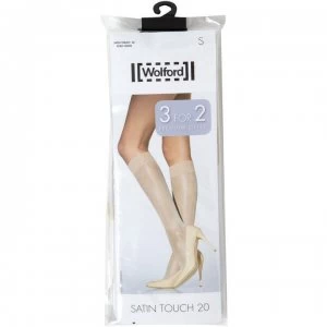 Wolford Satin touch 3 pair pack 20 denier knee high socks - Chocolate