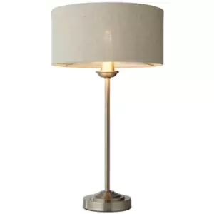 Directory Highclere 1 Light Table Lamp Brushed Chrome Plate, Natural Linen - Endon