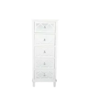 Pacific Lifestyle Pine Wood 5 Drawer, Ivory