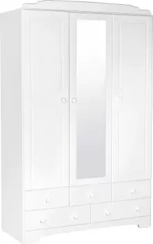 Argos Home Nordic 3 Door 5 Drw Mirror Wardrobe - Soft White
